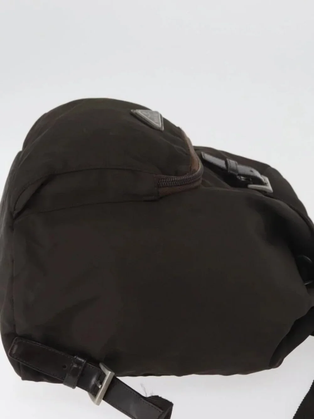 PRADA Backpack Nylon Brown Silver Auth